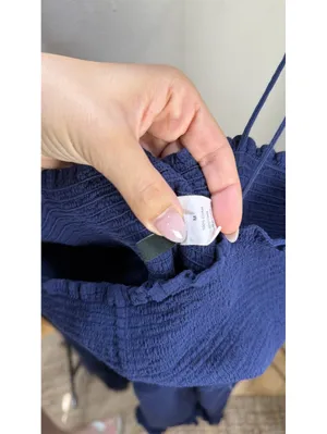 Like new Size M J. Crew Navy Blue Smocked mid dress thumbnail 4