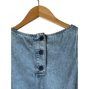 Gap Denim Tank Top Women XS Blue Light Wash NWT Chambray Button Back Top Preppy thumbnail 6