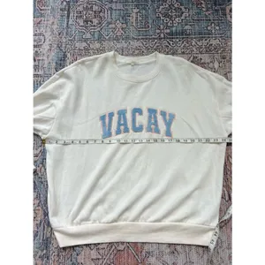 Z Supply Evereve Vacay Sweatshirt Crewneck Pullover Cream White Blue Size Small thumbnail 8
