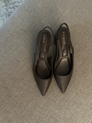 BAMBOO Dark Brown Pointed Toe Sling Back Heels thumbnail 5