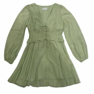 ASOS Sage Green Dobby Pleated Mini Dress Fairycore Forest Pixie Vibe NWT Size 4 thumbnail 7