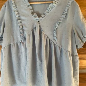 Swiss Dot Blue Blouse size XXL thumbnail 3