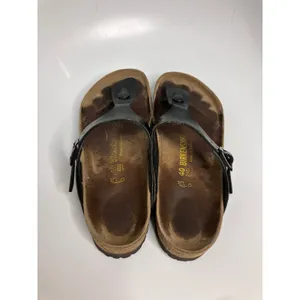 Birkenstock Gizeh Sandals Womens 40 Black Fair Thong Cork Footbed T-Strap thumbnail 6