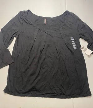 Old Navy Black Swing Top Pleating Detail Scoop Neck 3/4 Sleeve Women Sz M NWT thumbnail 1