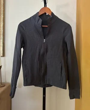Pact Organic Cotton Go To Slim Zip Up Track‎ Jacket Athletic Stretch Gray Small thumbnail 1
