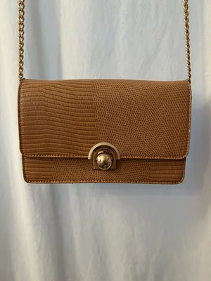 ASOS Brown Faux Leather/Crocodile Crossbody Bag with Gold Chain Strap thumbnail 2