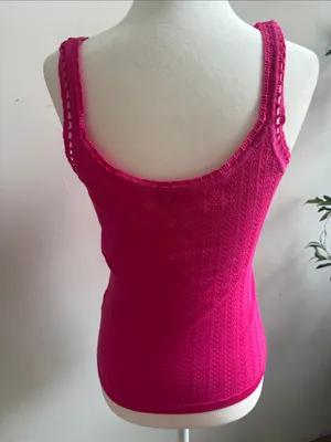 Women’s Fuchsia Knit Tank Top with Heart Charm thumbnail 3