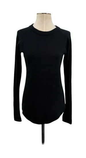 Lululemon Black Knit‎ Crewneck Sweater Raglan Logo Charm Size XS Small thumbnail 1
