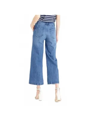 J.Crew Rayner Cropped Trouser Jeans Wide Leg Denim Blue Women's Size 30 thumbnail 2