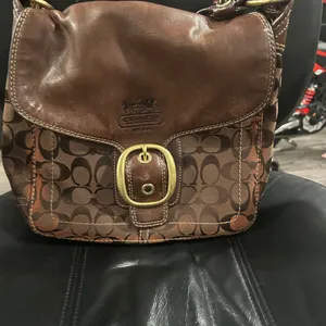 Coach Brown Leather and Canvas Shoulder Bag thumbnail 7