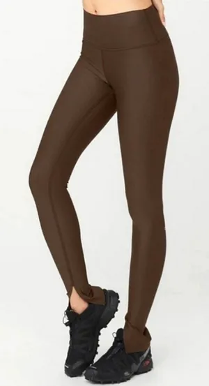 Alo High-Waist Airlift Elongated Leggings Espresso Hi-Rise Waisted Split Hem XXS thumbnail 1