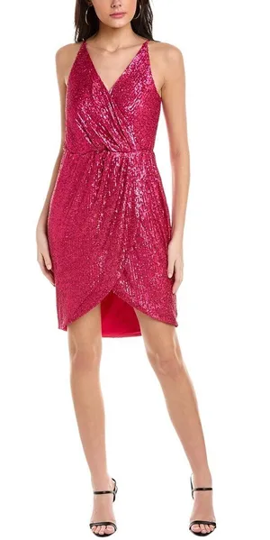 Trina Turk Designer Party Mini Dress Hot Pink Sequin Sexy Date Night Size 8 thumbnail 1