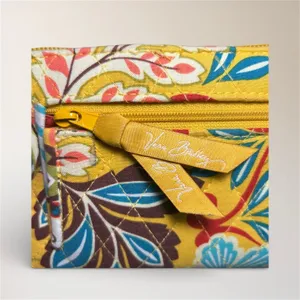 Vera‎ Bradley Floral Quilted Zip Around Wallet Yellow Cotton Boho Wristlet thumbnail 10
