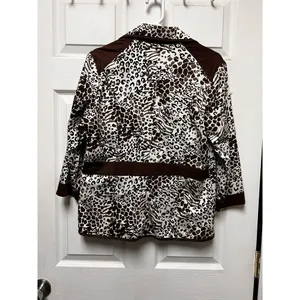 D.R. by David Rodriguez‎ Women Medium Mixed Animal Print 3/4 Sleeve Blazer Brown thumbnail 4