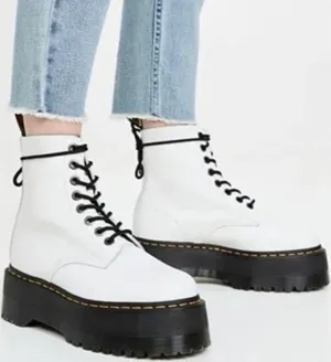 NEW Dr. Martens 1460 Pascal Max White Leather Platform Combat Boots thumbnail 1