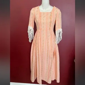70s Bridgerton peach midi dress cottagecore thumbnail 7