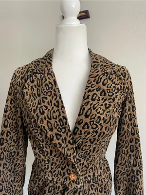 Leopard Print Brown Women's Blazer Jacket thumbnail 2