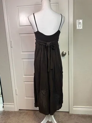 Free People Boho Lightweight Cotton Crochet Bodice Gauzy Dress in Brown Size XS thumbnail 5
