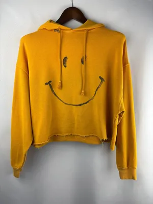 Women’s I.S.M.B.S Medium Yellow Smiley Crop Hoodie thumbnail 1