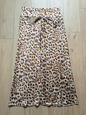 Free People Normani Bias Midi Skirt Leopard Print Size 12 thumbnail 6