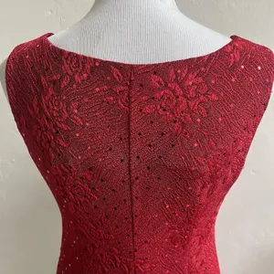 Connected Apparel Red Floral Sparkle Fit & Flare Mini Dress Size 6 Petite Y2K thumbnail 10