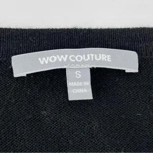 WOW Couture Fitted Ribbed V-Neck Fine‎ Gauge Sweater Black S thumbnail 5