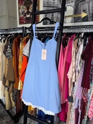 Oh Polly Isadora Blue Bow Detail Pleated A Line Midi Dress Womens 6 New NWT thumbnail 4