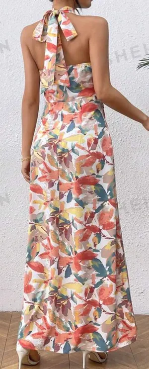 SheIn Frenchy Fashionable Printed Halterneck Dress thumbnail 2