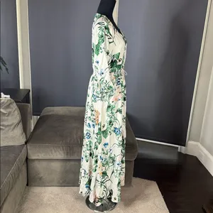 Women’s Floral Maxi Dress 3/4 Sleeve Empire Waist Button Front V-Neck Size XL thumbnail 3