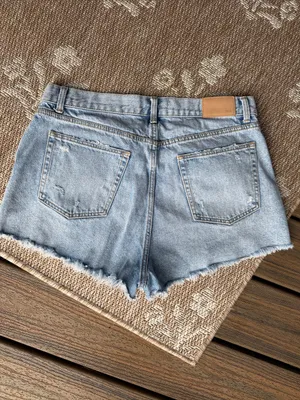 Zara Light Blue Distressed Denim Shorts thumbnail 3