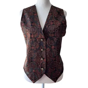 Vintage ‘90s Sostanza Contemporary Apparel Black & Red V-Neck Button Front Vest thumbnail 3
