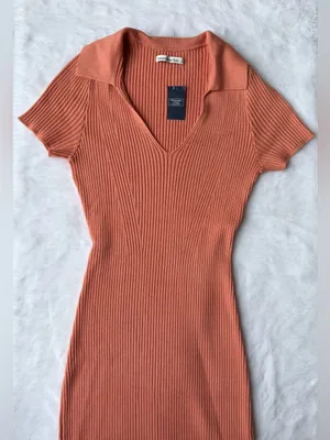 NWT Abercrombie & Fitch Elevated Knit Polo Ribbed Dress thumbnail 3