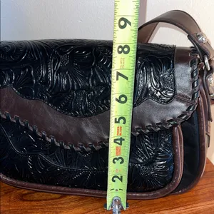 MCM Black and Brown Embossed shoulder Bag thumbnail 8
