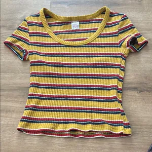 Striped Yellow Ribbed Women's Top Size M thumbnail 1