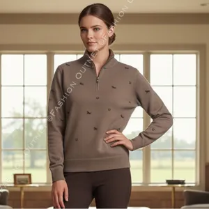 Belldini Equestrian Chic Quarter-Zip Pullover "Brown Sugar Horse" 1XL Western thumbnail 2
