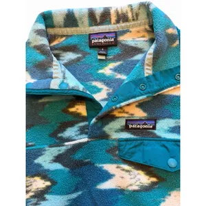 Patagonia Synchilla Fleece Women's Adult Small Trout Tales Elwha Blue Mock Neck thumbnail 2