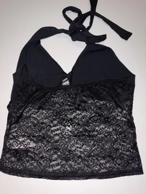 Lace Halter Top Black Size L thumbnail 2