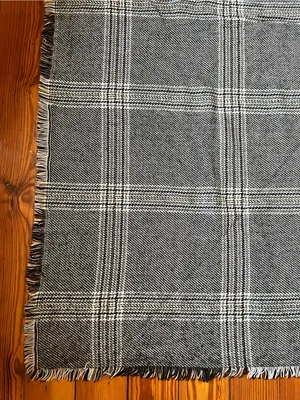 Gray Plaid Fringe Blanket Scarf thumbnail 3