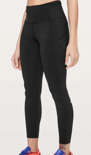 Lululemon Fast and Free 7/8 Tight Leggings Black 25” Non Reflective Size 4 thumbnail 1
