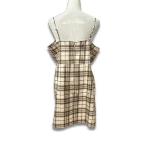 BP Brown Cream Tartan Plaid Mini Dress 1X Spaghetti Strap Sleeveless NWOT Preppy thumbnail 5