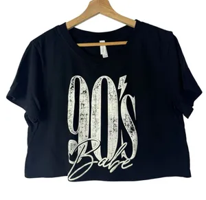 Boutique Protrend Black 90's Babe Cropped Short‎ Sleeve T-Shirt M thumbnail 1