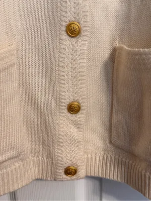 Vintage 80s Classic Elements Cream Gold Button Pockets Grandpacore Cardigan XL thumbnail 3