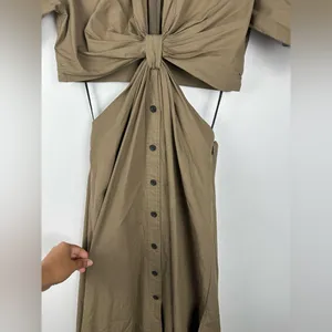 ALC Frank Georgia Cut Out Plunge Neck‎ Button Down Midi Shirt Dress Sz 6 thumbnail 8