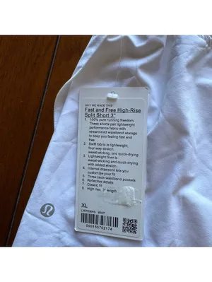 Lululemon Fast & Free Short High Rise 3” Split White Size XL/Size 12 NWT thumbnail 3