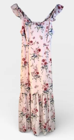 NWT Melrose & Market Light Link Floral Ruffle Midi Dress SMALL thumbnail 1