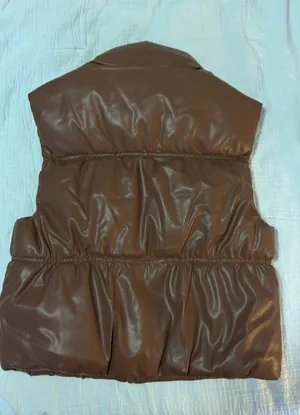 Faux Leather Vest Orange Size M thumbnail 2