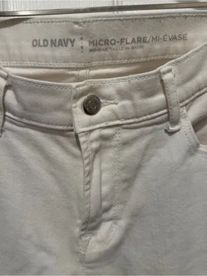 Old Navy Micro Flare White Stretch Jeans Size 8 Mid Rise Bootcut Denim thumbnail 2