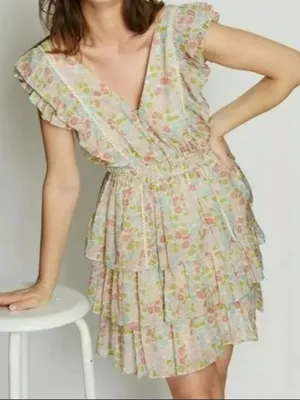 Love the Label Ines‎ Floral Ruffle Tiered Mini Dress Small thumbnail 3