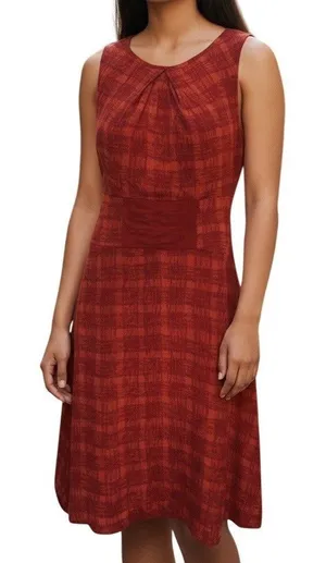 ANTHROPOLOGIE GIRLS FROM SAVOY Gogi Red Plaid Sleeveless Bow‎ Back Dress EUC 0 thumbnail 1