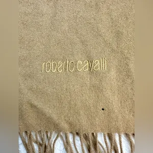 Roberto Cavalli Tan Scarf Luxurious Fringe Wrap thumbnail 3